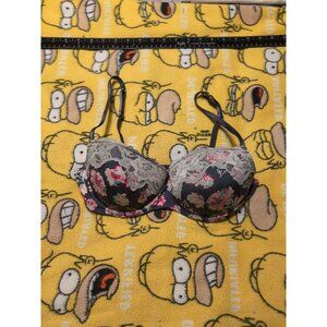 Candie's Gray Floral Underwire Push Up Bra Size 36B